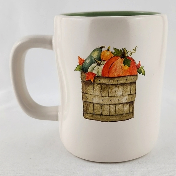 ⭐️2/ $50⭐️ Rae Dunn Double  Sided Mug Large Letters HAPPY FALL & Pumpkin Basket - Picture 2 of 9
